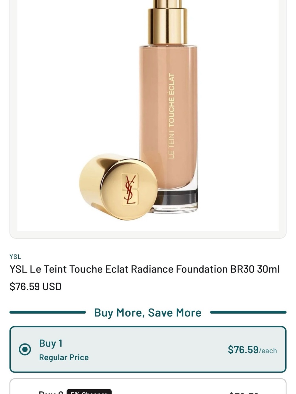 Yves Saint Laurent Le Teint Touche Éclat Radiance Foundation BR20-Cream Shade
